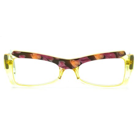 Armação de Óculos de Grau Amarelo/Mesclado Gatinho Ventura