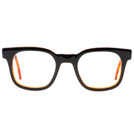 Armação de Óculos de Grau Quadrado Preto/Laranja Ventura