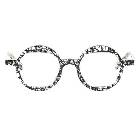 Armação de Óculos de Grau Redondo Cristal/Preto Ventura