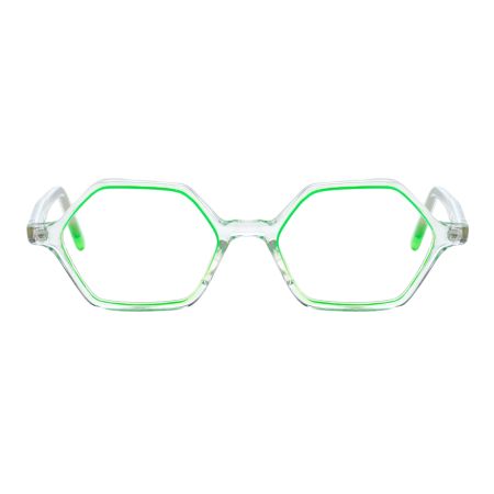 Armação de Óculos de Grau Quadrado Cristal/Verde Ventura