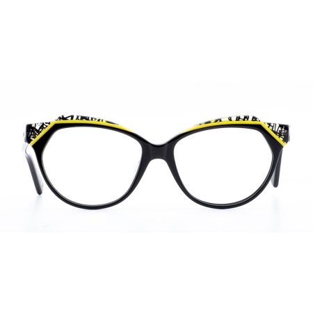 Armação de Óculos de Grau Gatinho Preto/Amarelo Ventura
