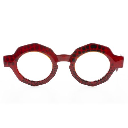 Armação de Óculos de Grau Redondo Vermelho Onça Ventura