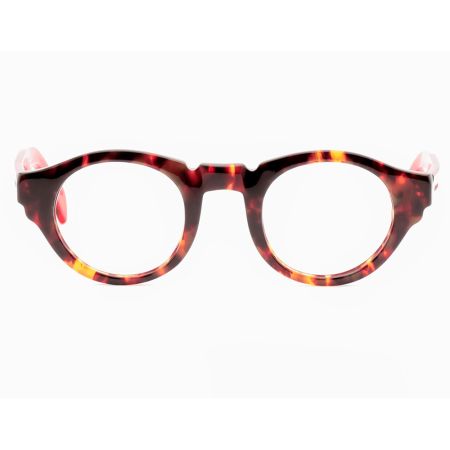 Armação de Óculos de Grau Redondo Tartaruga Escuro/Vermelho Ventura